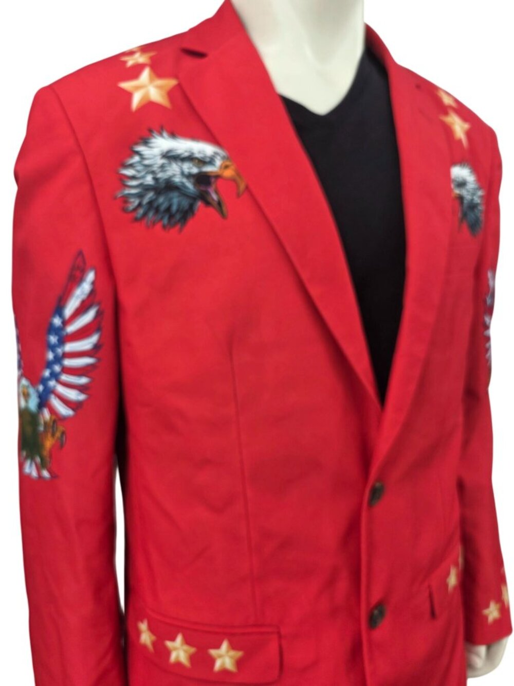 Shinesty Mens Western Style Red Blazer With Eagle & Stars Size 44R